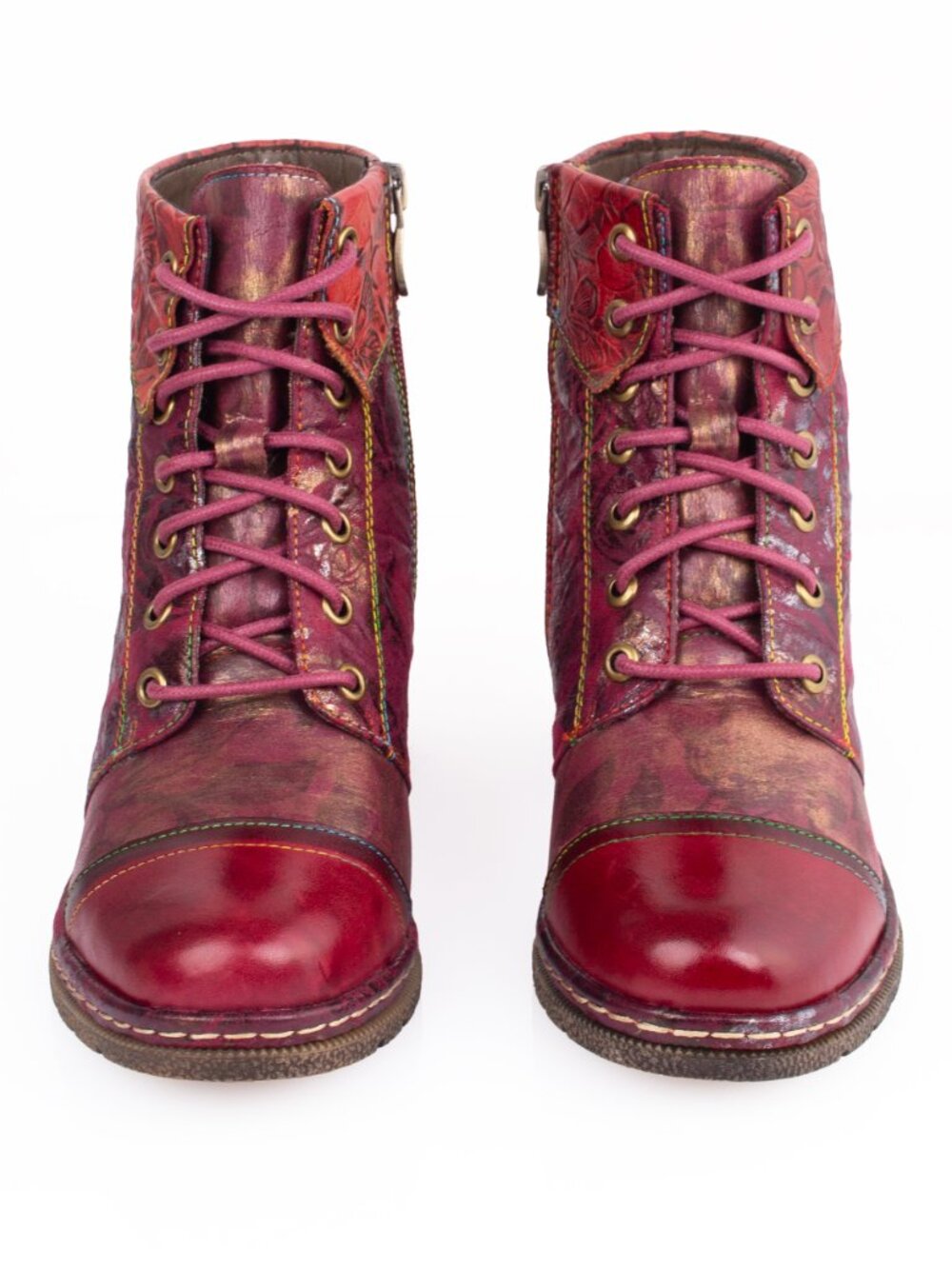 Spring Step L’Artiste Fallinluv Bordeaux Leather LaceUp Boots Size 37 / US 7 - Picture 2 of 16